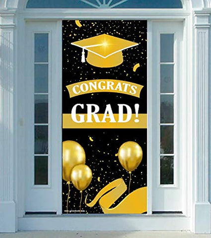 Splendoorz Congrats Grad! Decorative Door Cover (36"x80") - Made of Premium Durable Fabric so it Will Last Year After Year! #1 Selling Fabric Door Cover!