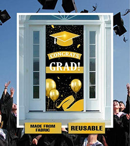 Splendoorz Congrats Grad! Decorative Door Cover (31"x80") - Made of Premium Durable Fabric so it Will Last Year After Year! #1 Selling Fabric Door Cover!