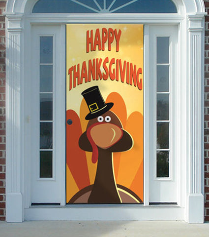 Gobble! Gobble! Happy Thanksgiving Decorative Door Cover - Made of Premium Durable Fabric so it Will Last Year After Year! #1 Selling Fabric Door Cover!
